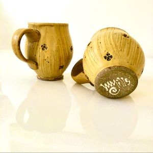 2 Mugs Cups Tea Coffee Artisan Made Pottery